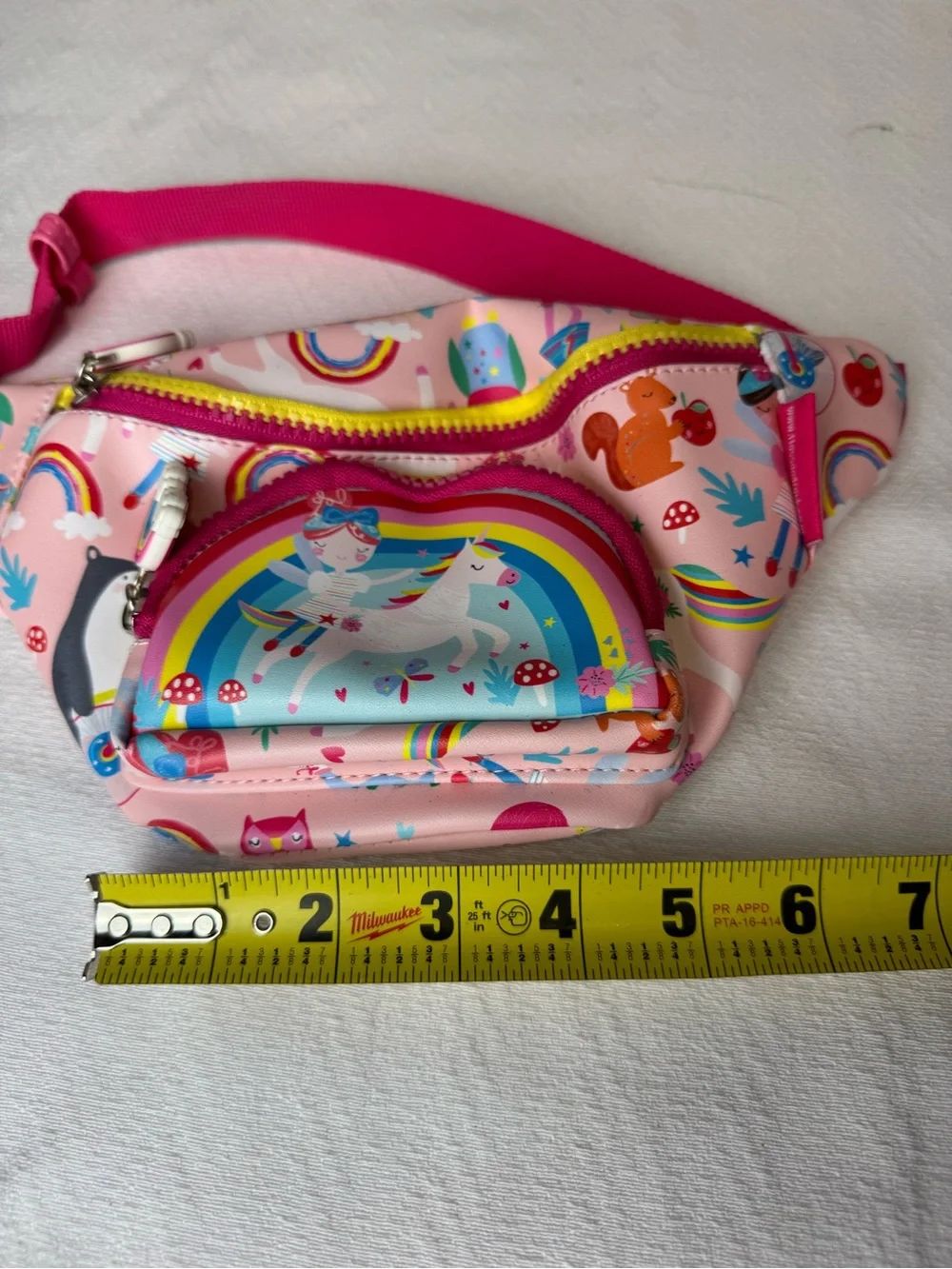 Kids Unicorn Rainbow Fanny Pack - Pink Floss and Rock.